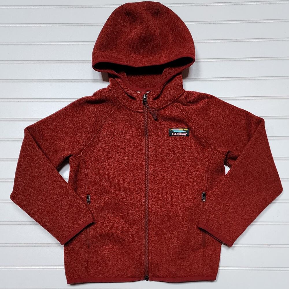 L.L. Bean Kids Sweater Fleece Full Zip Hoodie Jacket Size L (6X-7) Rust Red